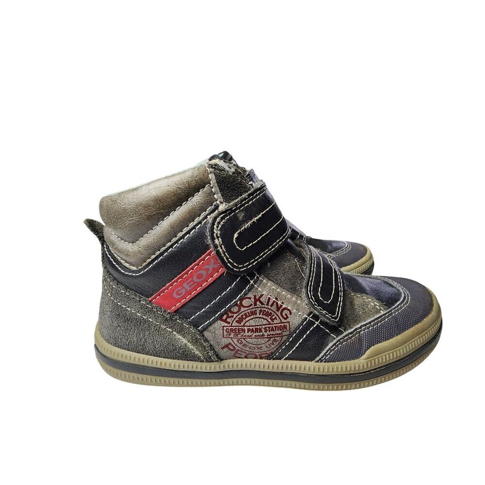 Geox Leather Booties Gray Blue Black Boys Size 11